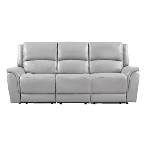 Steve Silver Alexandria Leather Power Reclining Sofa in Gray