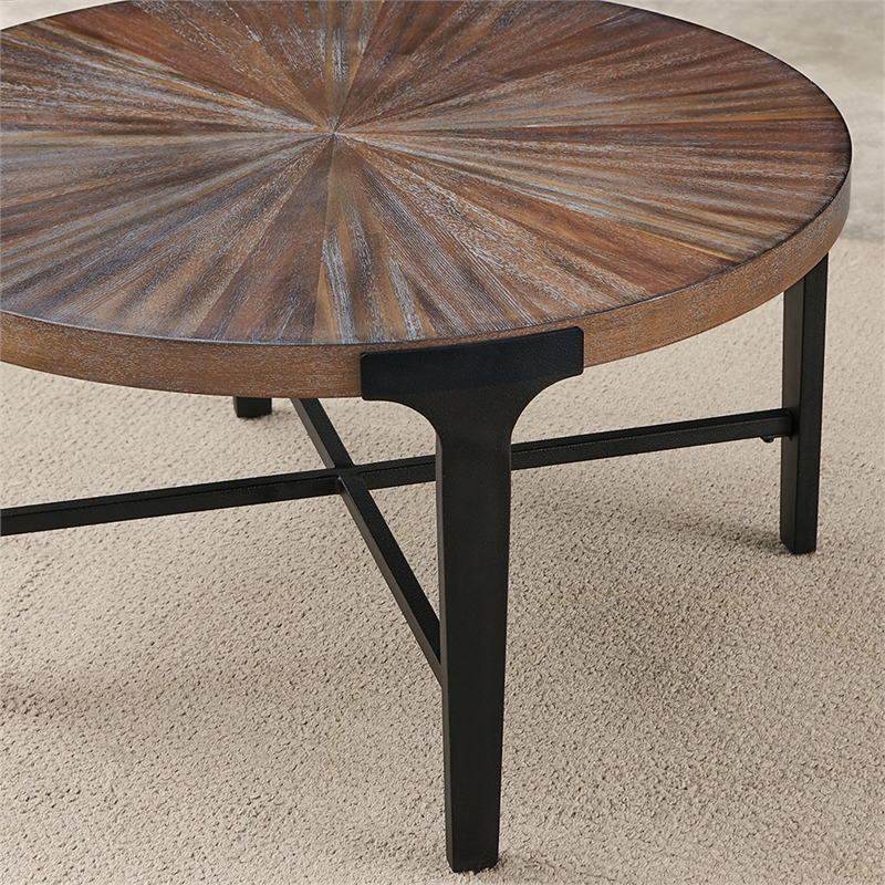 Steve Silver Chevron 3pc Coffee & End Table Set (Cocktail & 2 ET) in Brown