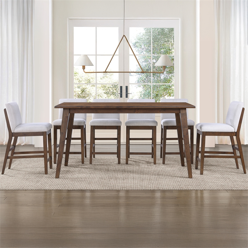 Steve Silver Canton 7PC Counter Dining Set w/Upholster Chair in Brown