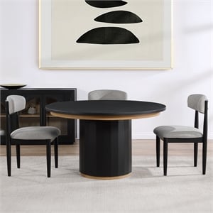 Steve Silver Magnolia 52&quot Round Dining Table in Black Finish