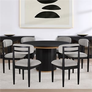 Steve Silver Magnolia 52&quot Round Dining Table in Black Finish