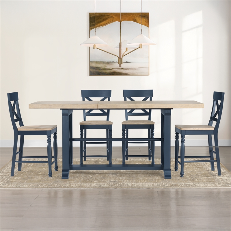 Steve Silver Darcy 7pc Counter Dining Set in Blue