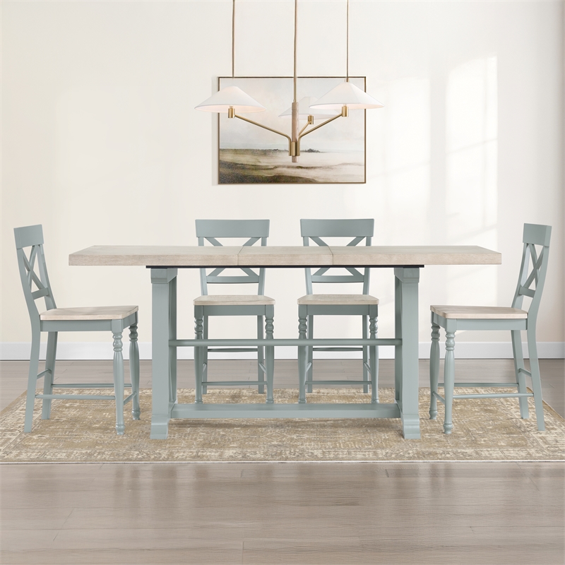 Steve Silver Darcy 7pc Counter Dining Set in Green