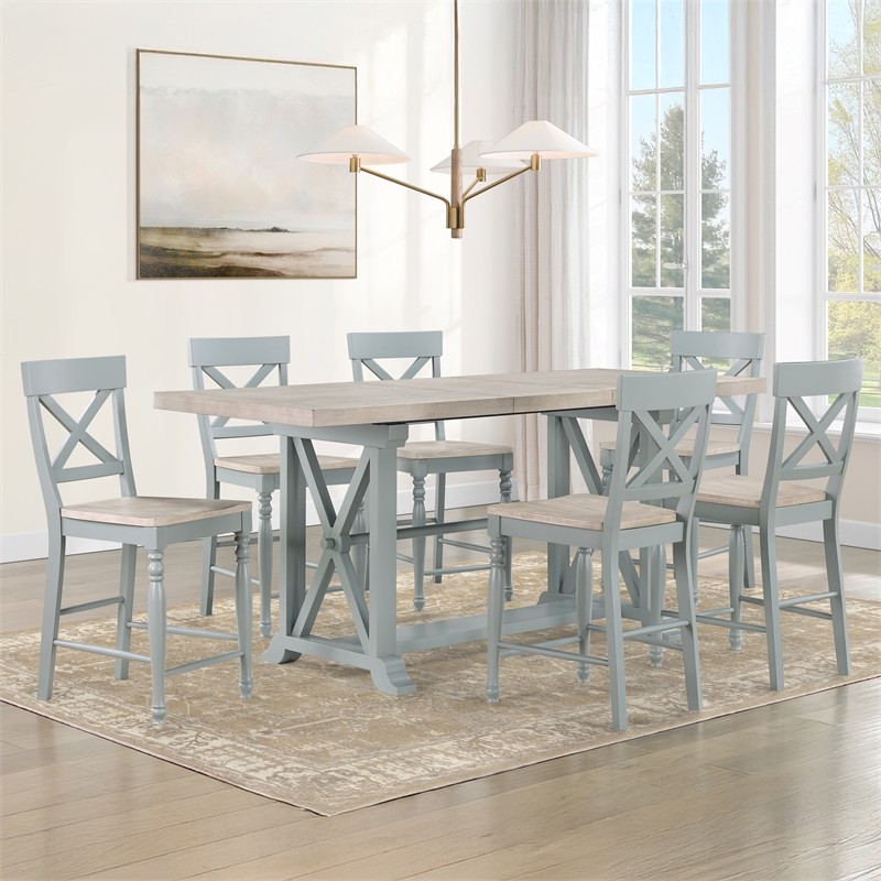Steve Silver Darcy 7pc Counter Dining Set in Green