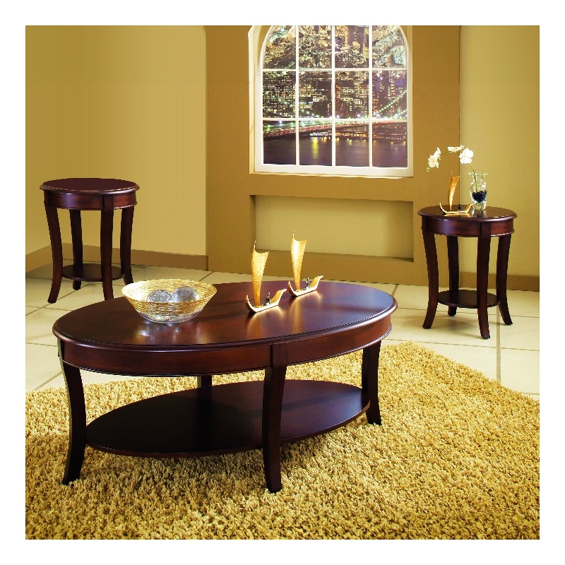 Steve Silver Troy 3pc Coffee Table Set in Brown