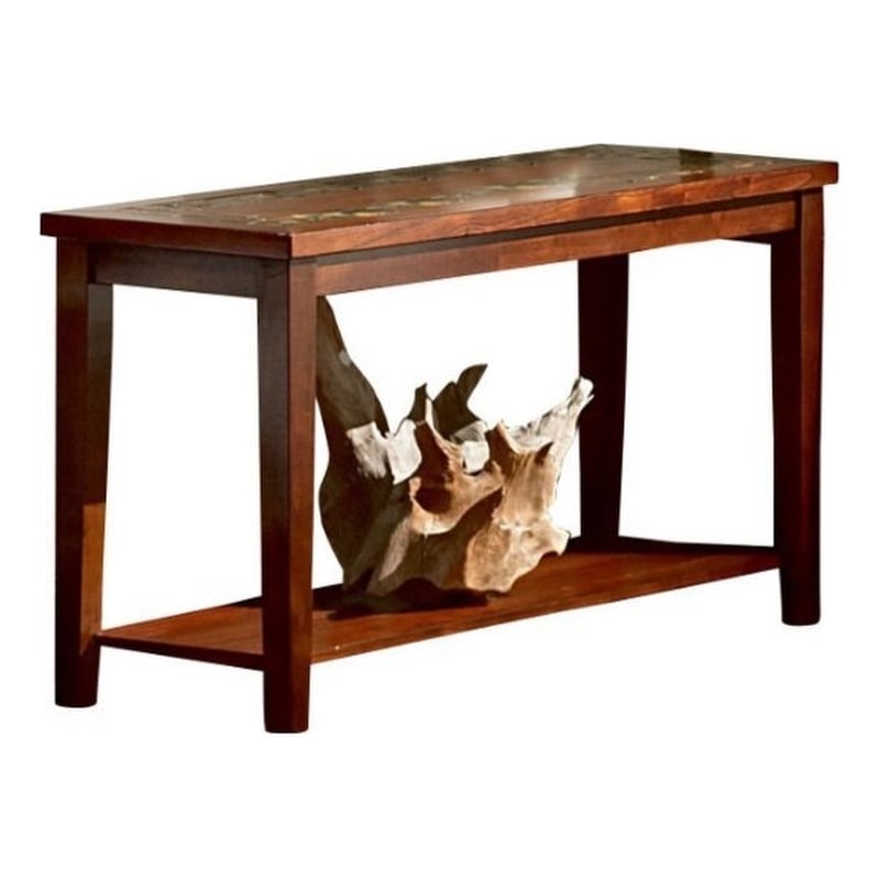 Davenport Slate inlay Sofa Table with brown cherry wood