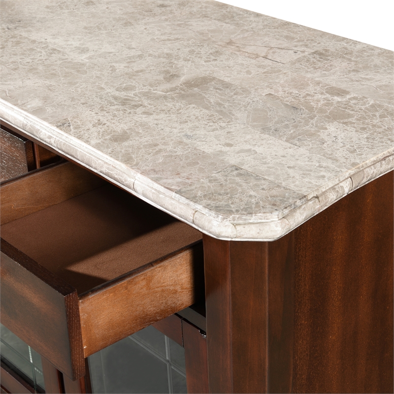 Steve Silver Company Marseille Marble Top Sideboard in Dark Cherry