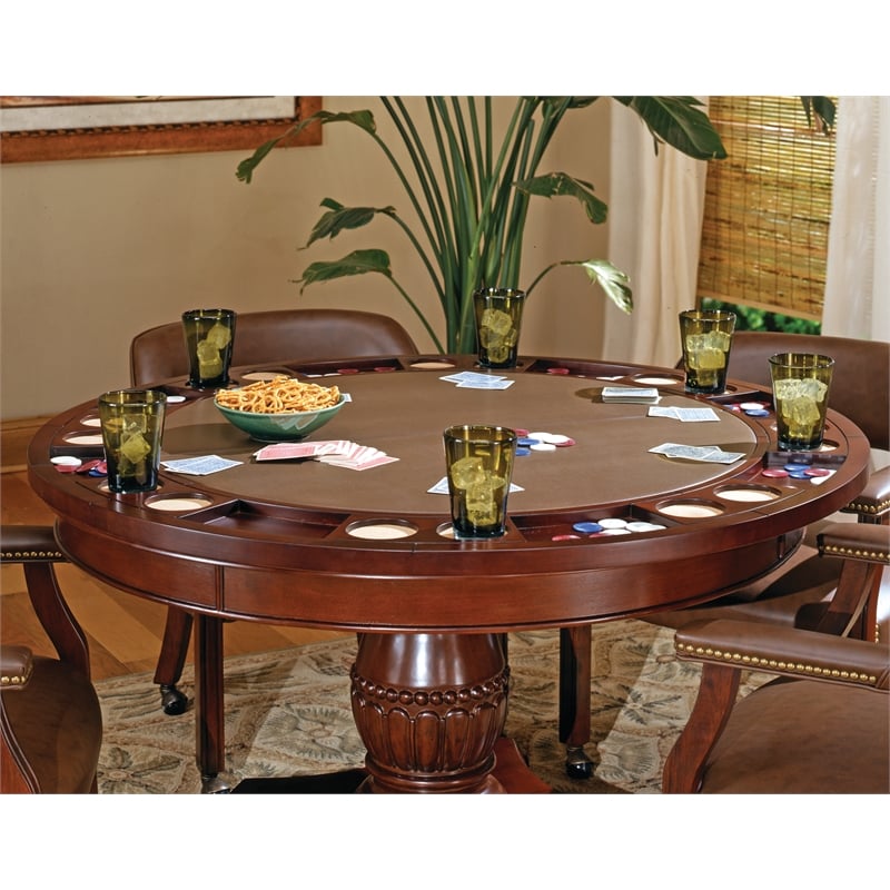 Tournament Black Top Poker Game Table in Cherry Finish