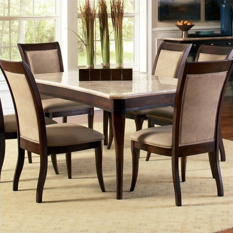 Marseille Marble Top Dining Table in Cherry