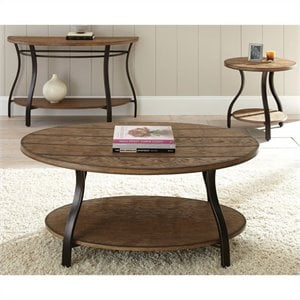 Steve Silver Company Denise 3 Piece Cocktail Table Set in Light Oak
