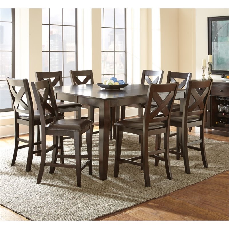 Crosspointe Wooden Counter Height Dining Table in Dark Espresso Cherry