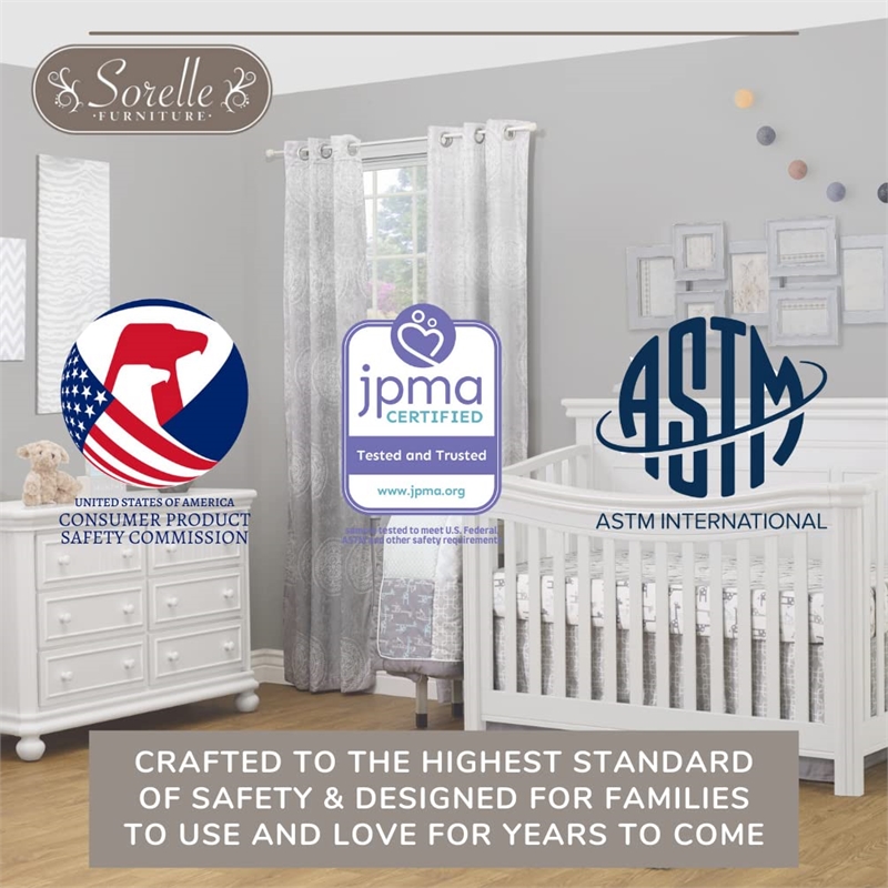 Sorelle Furniture Wood Full Size Crib Conversion Rail in Brushed Ivory
