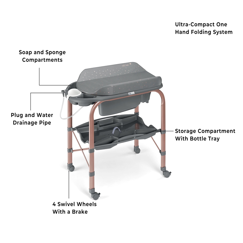 Sorelle Bagnetto Cambio Stainless Steel Baby Bath with 2 Brakes in Multi-Color