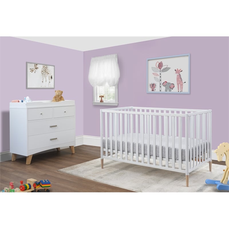Sorelle Mia 3-in-1 Convertible Crib in White & Natural Wood