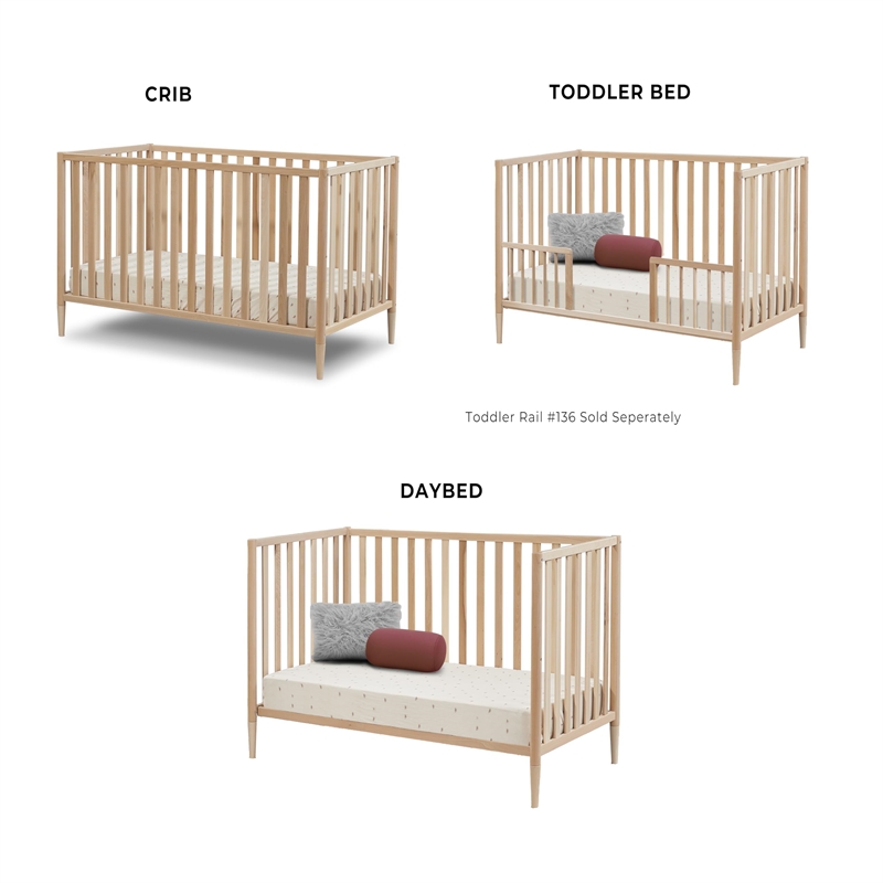 Sorelle Furniture Happy 3-in-1 Convertible Crib in Natural Wood
