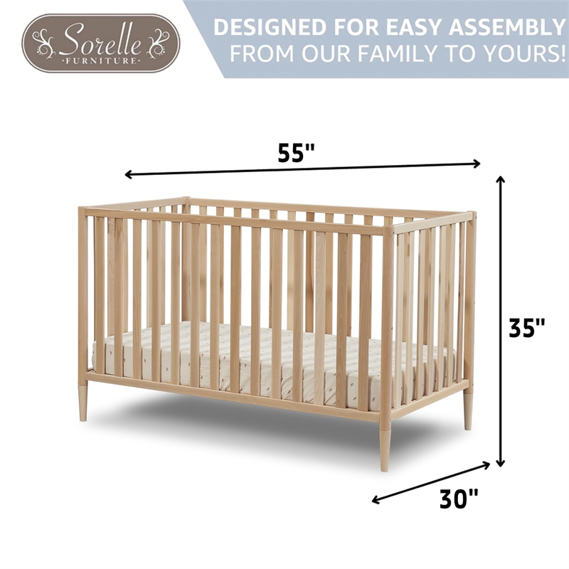 Sorelle Furniture Happy 3-in-1 Convertible Crib in Natural Wood