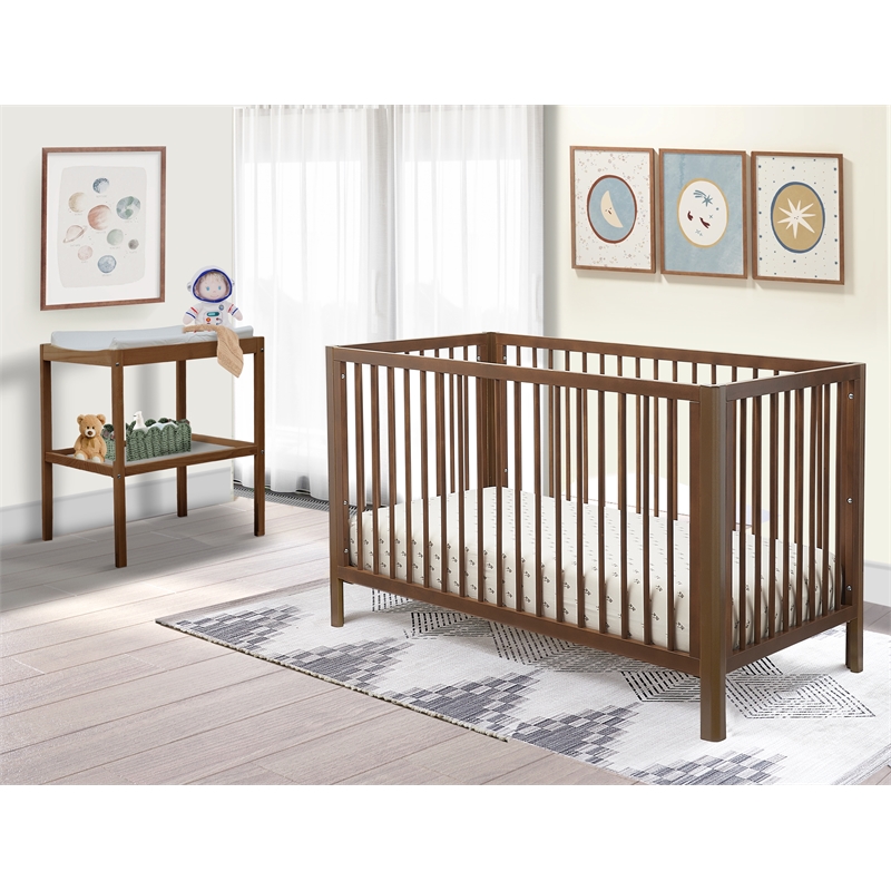 Sorelle Happy Lux 3-in-1 Convertible Crib in Walnut