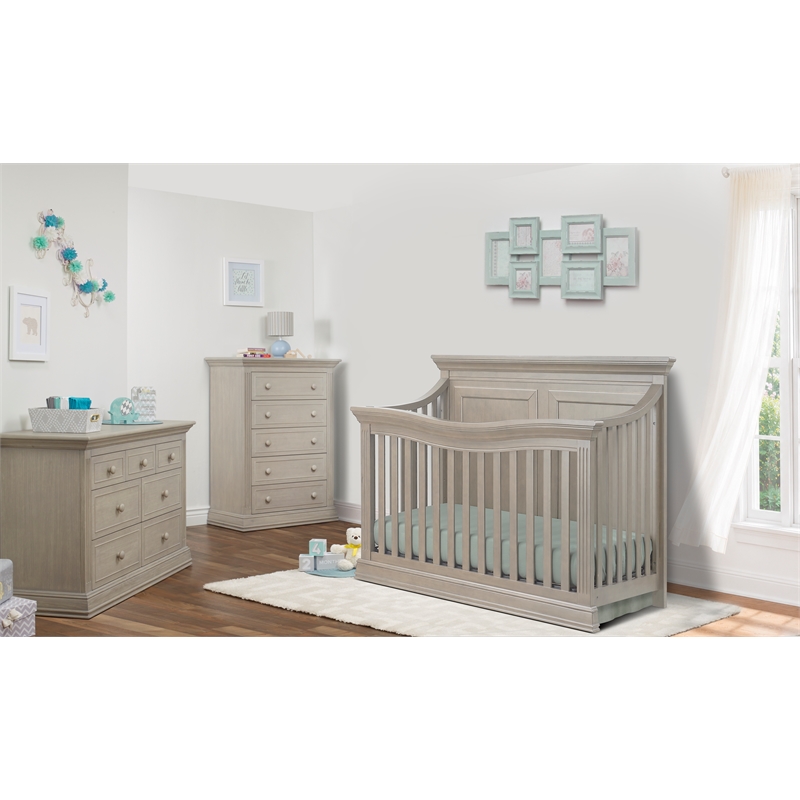 Sorelle Furniture Providence Flat Top 4-in-1 Convertible Crib in Heritage Fog