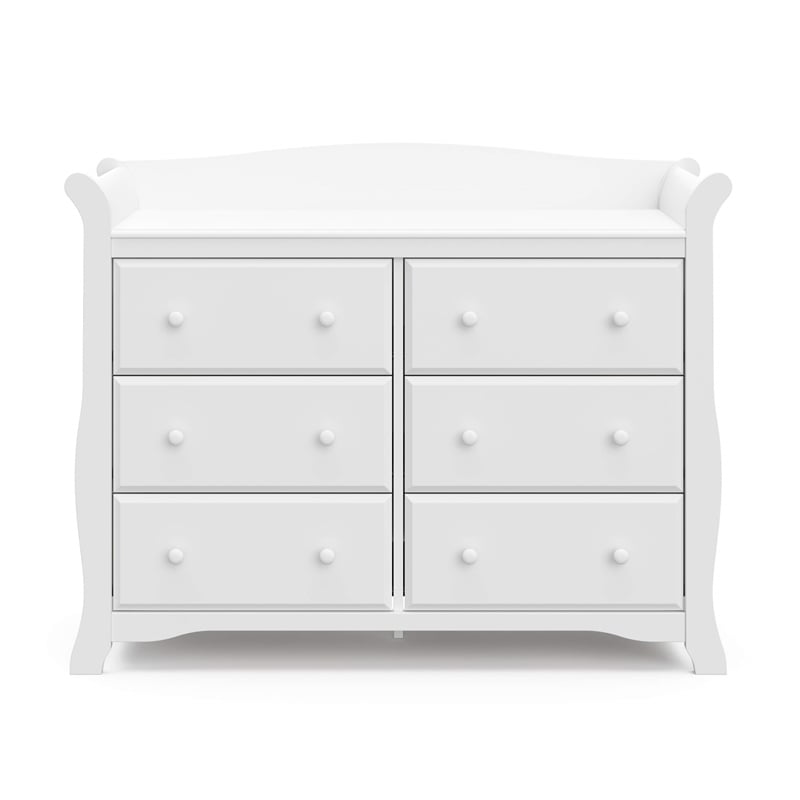 Stork Craft Avalon 6 Drawer Universal Double Dresser in White