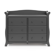 Stork Craft Avalon 6 Drawer Universal Double Dresser in Gray