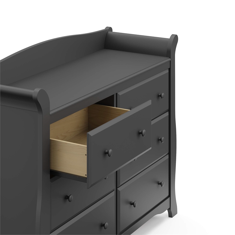 Stork Craft Avalon 6 Drawer Universal Double Dresser in Gray