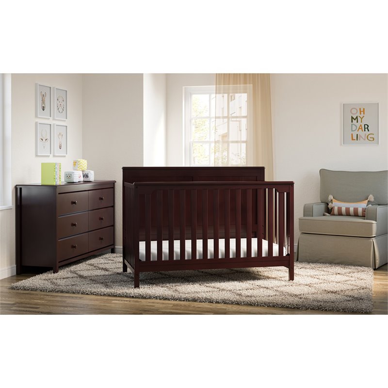 Storkcraft Alpine 4 in 1 Convertible Crib in Espresso