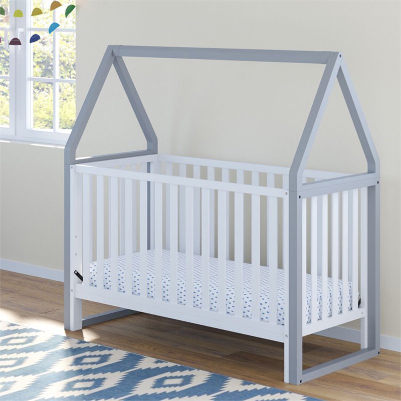 Storkcraft Orchard 5 in 1 Canopy Convertible Crib in Pebble Gray