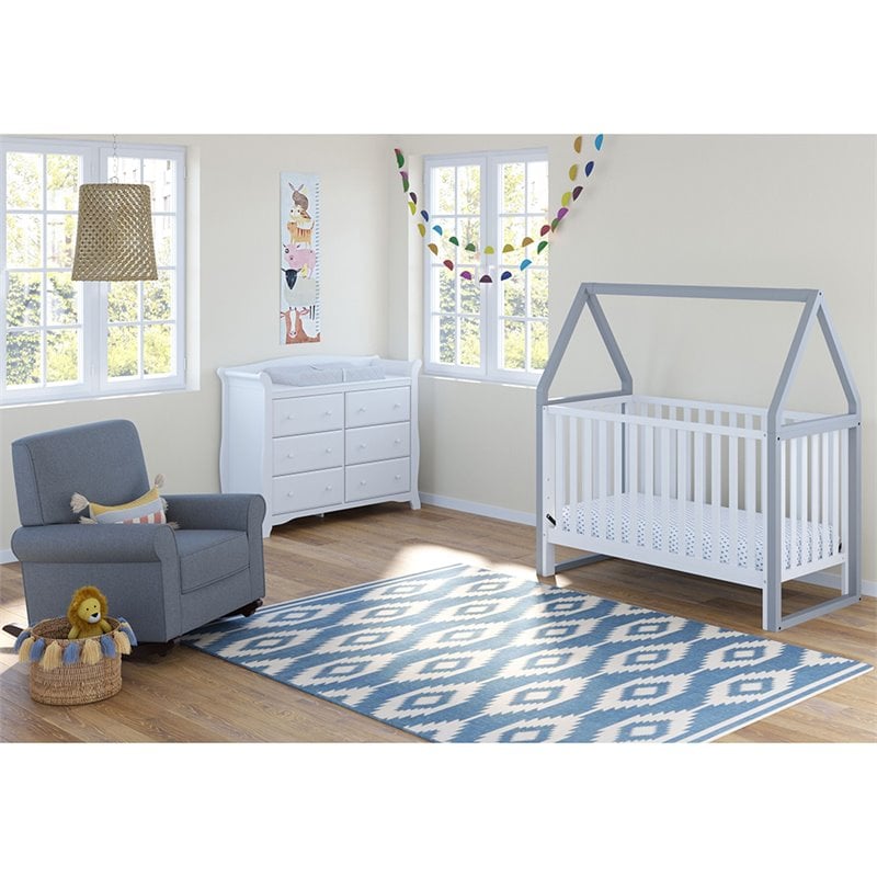 Storkcraft Orchard 5 in 1 Canopy Convertible Crib in Pebble Gray