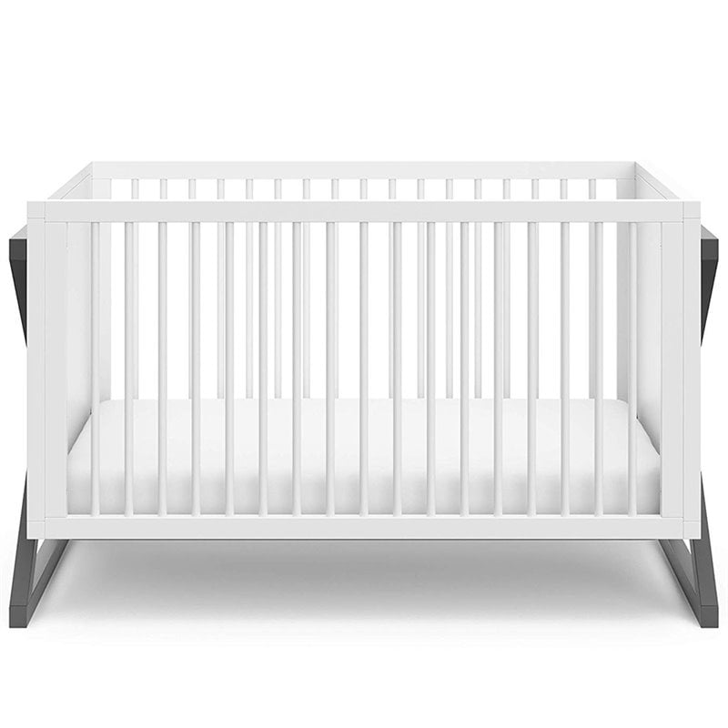 Storkcraft Equinox 3 in 1 Convertible Crib in White and Gray