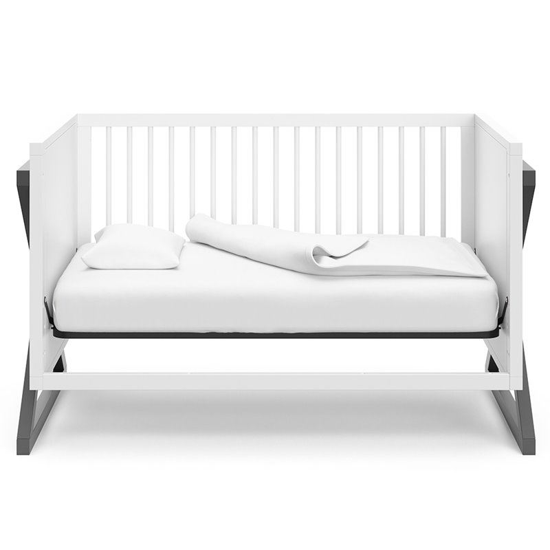 Storkcraft Equinox 3 in 1 Convertible Crib in White and Gray