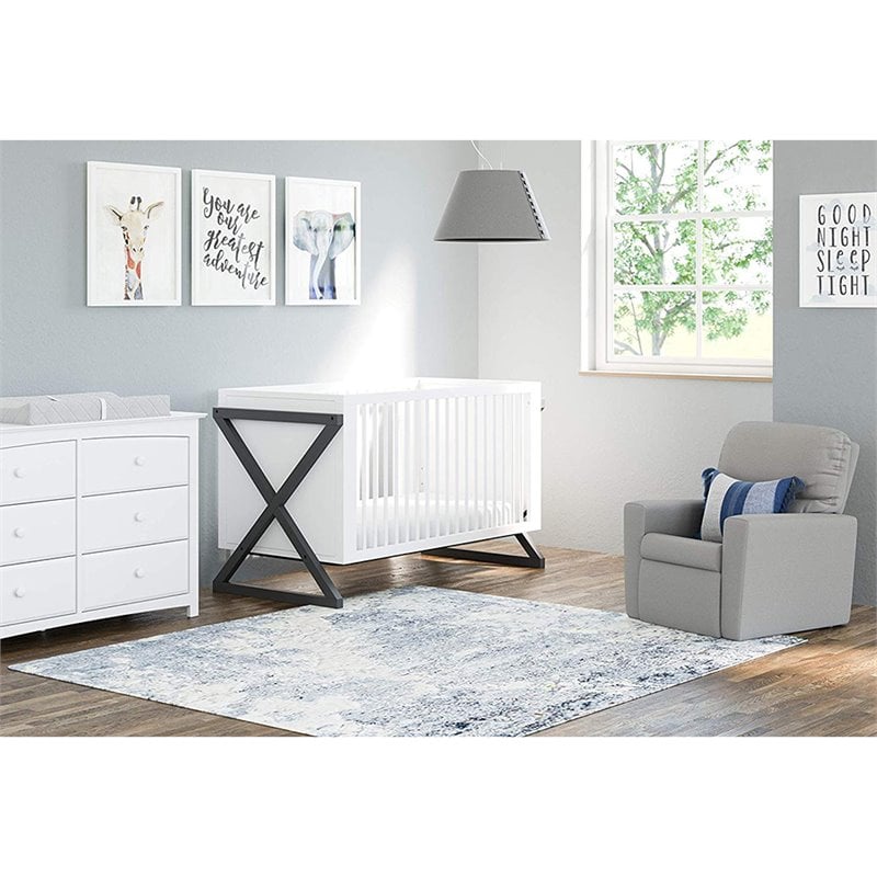 Storkcraft Equinox 3 in 1 Convertible Crib in White and Gray