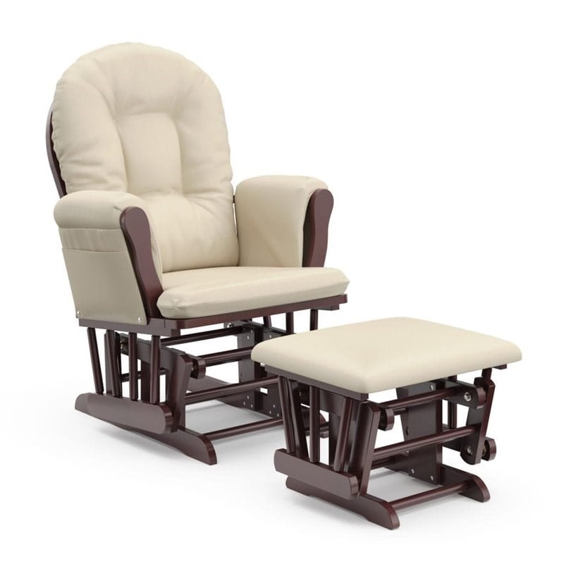 Stork Craft Hoop Glider and Ottoman in Cherry and Beige