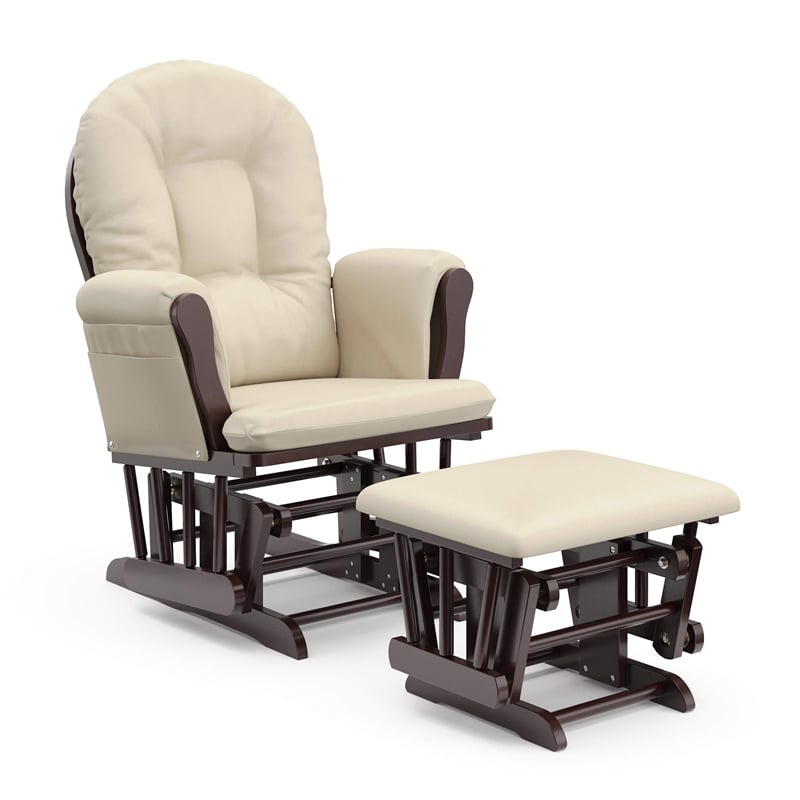 Stork Craft Hoop Glider and Ottoman in Espresso and Beige