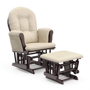 Stork Craft Hoop Glider and Ottoman in Espresso and Beige
