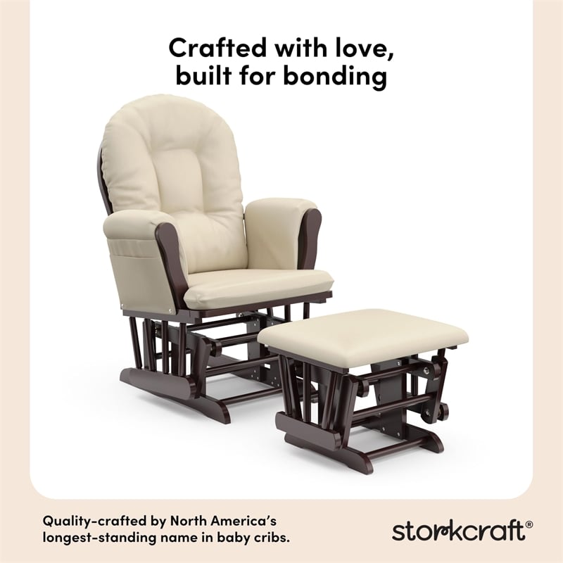 Stork Craft Hoop Glider and Ottoman in Espresso and Beige