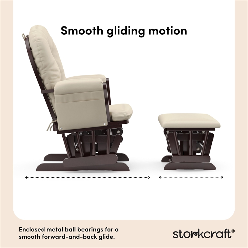 Stork Craft Hoop Glider and Ottoman in Espresso and Beige