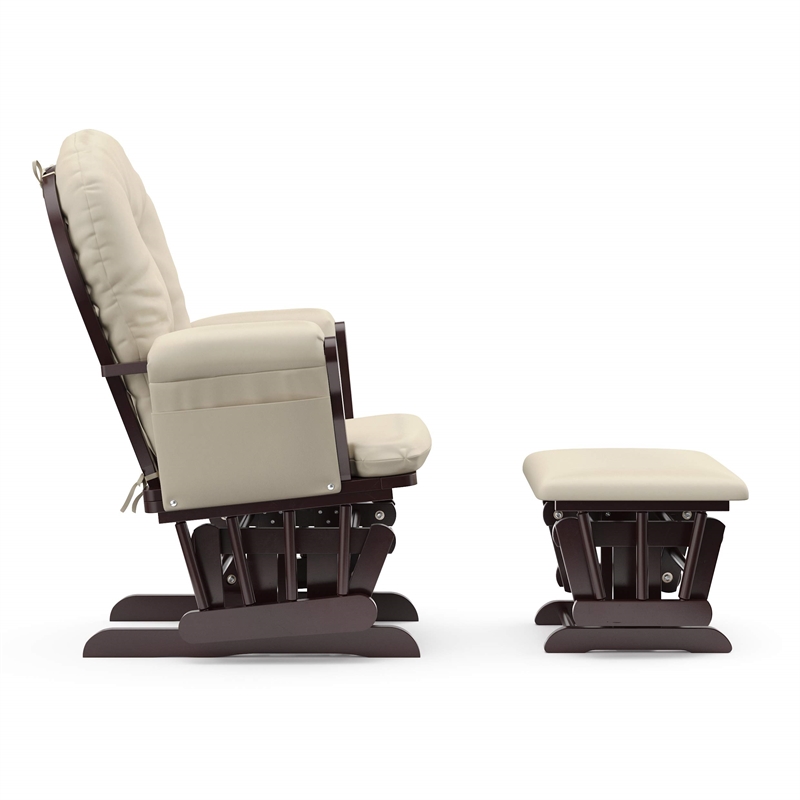 Stork Craft Hoop Glider and Ottoman in Espresso and Beige