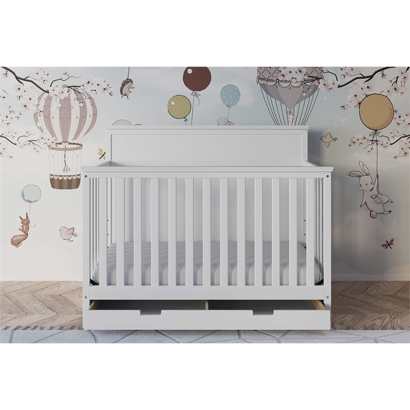 Storkcraft Homestead 4 in 1 Convertible Crib with Drawer in White