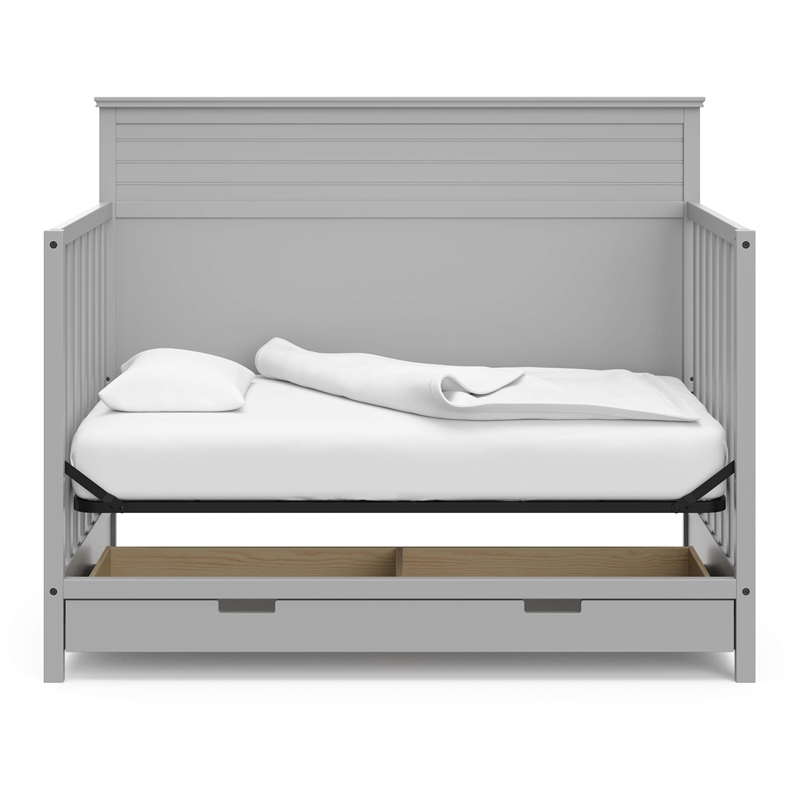 Storkcraft Homestead 4 in 1 Convertible Crib with Drawer in Pebble Gray