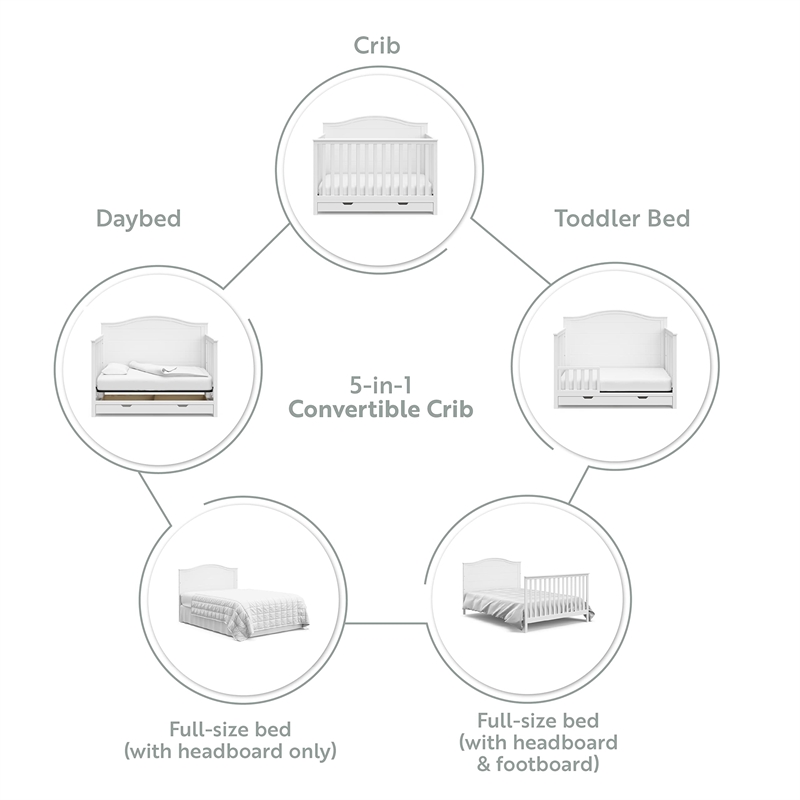 Storkcraft Moss 4 in 1 Convertible Crib with Drawer in White