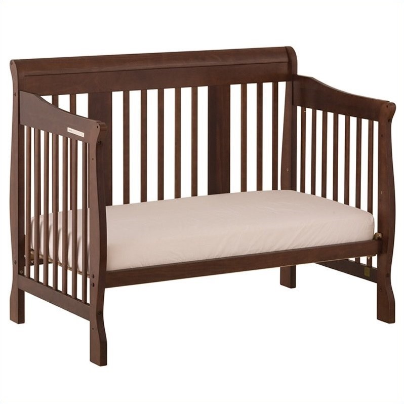 Stork Craft Tuscany Solid Pine Wood 4-in-1 Stages Baby Crib in Espresso
