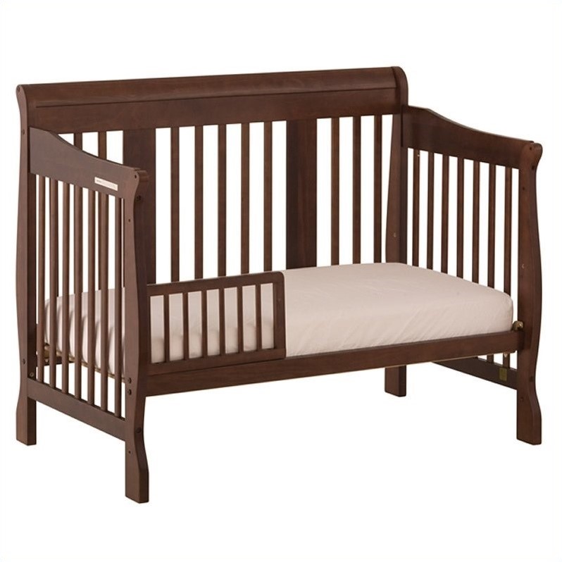 Stork Craft Tuscany Solid Pine Wood 4-in-1 Stages Baby Crib in Espresso