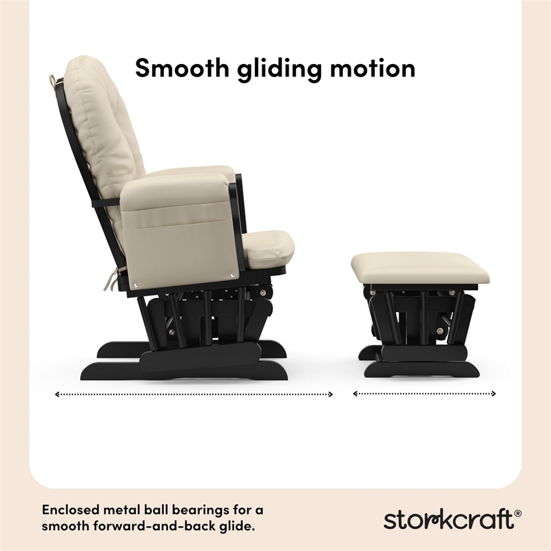 Stork Craft Hoop Glider and Ottoman in Black and Beige