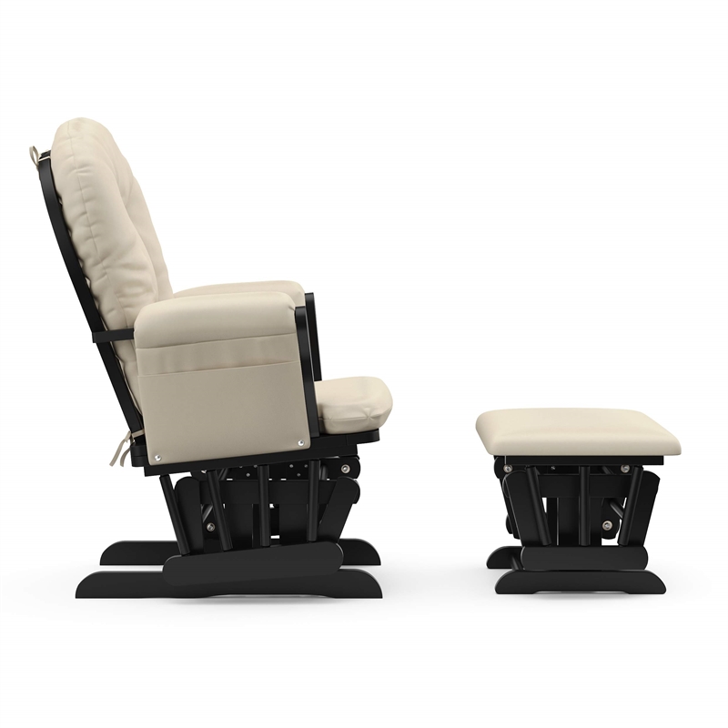 Stork Craft Hoop Glider and Ottoman in Black and Beige