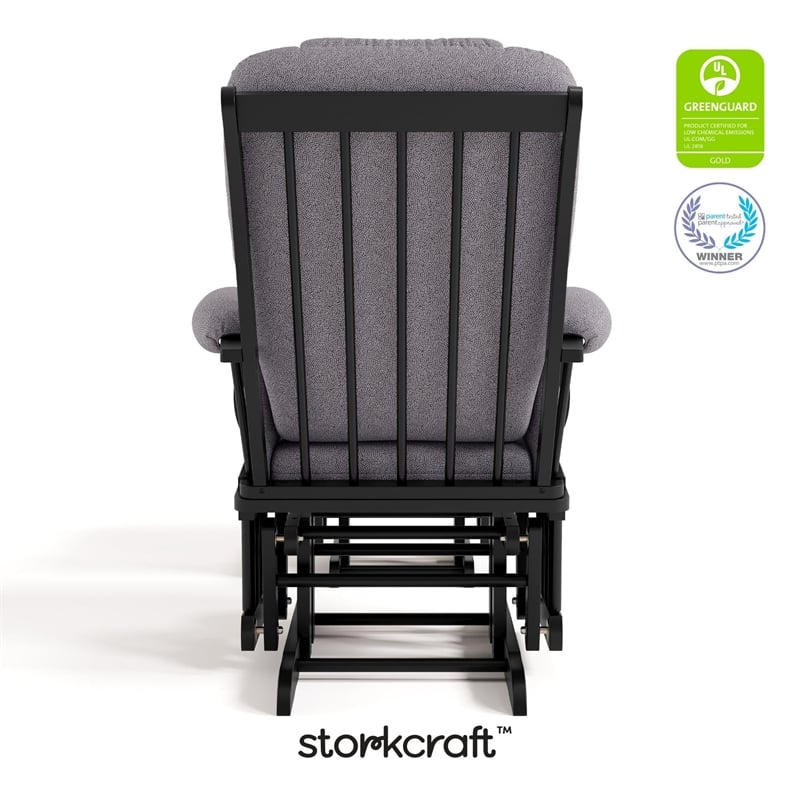Stork Craft Tuscany Glider and Ottoman in White with Beige Cushions