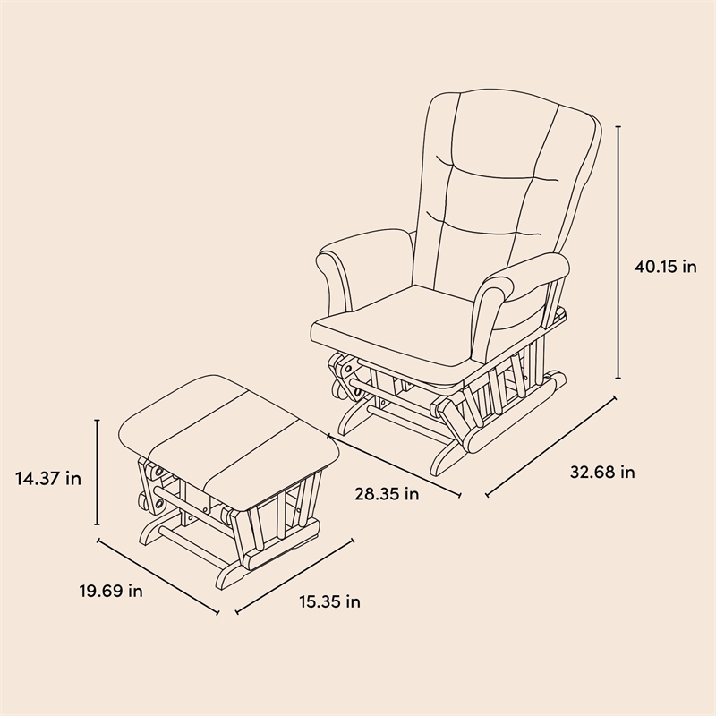 Stork Craft Tuscany Glider and Ottoman in White with Beige Cushions