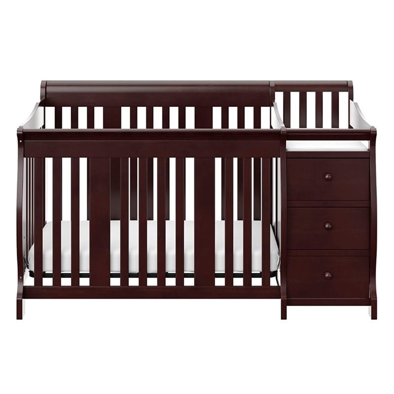 Stork Craft 4-in-1 Portofino Crib & Changer Combo in Espresso