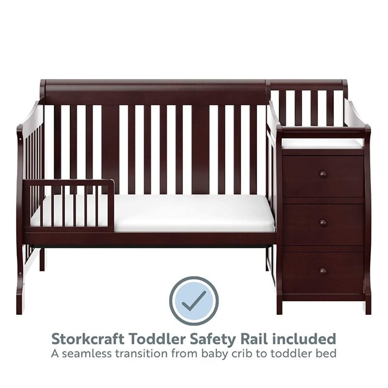 Stork Craft 4-in-1 Portofino Crib & Changer Combo in Espresso