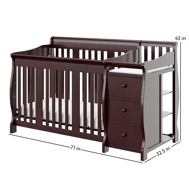 Stork Craft 4-in-1 Portofino Crib & Changer Combo in Espresso