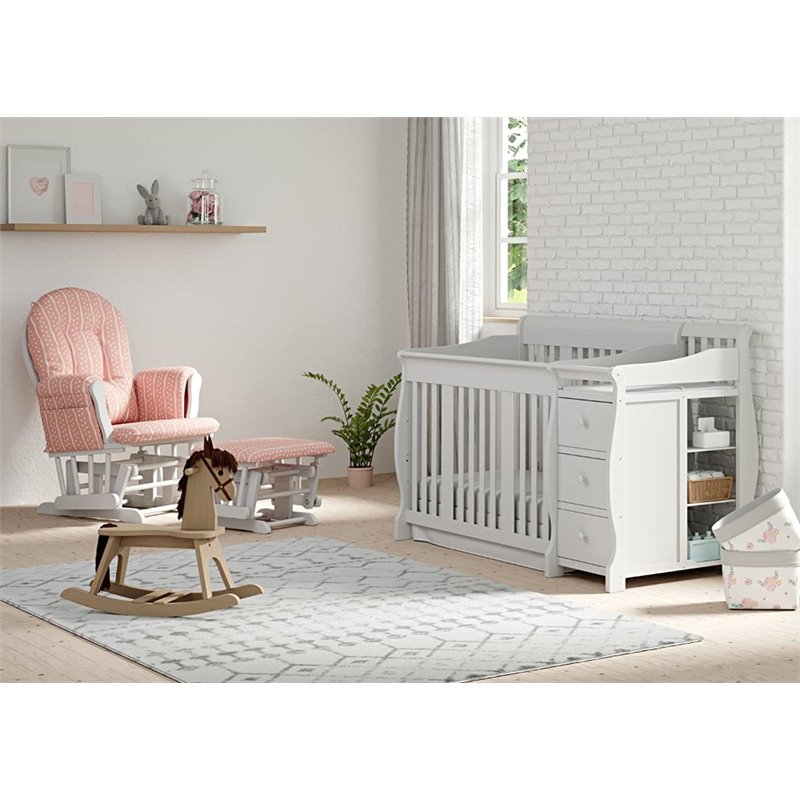 Stork Craft 4-in1 Portofino Crib & Changer Combo in White